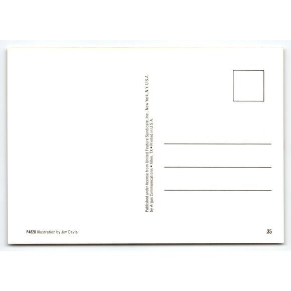 Vintage Garfield Postcard "HI!" Large Lettering Red Stripes Unused 1978 Comical - Picture 2 of 2